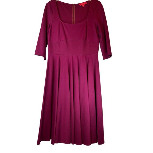 LaVia 18 Cranberry Knit Fit and Flare Dress - Size 46 EU - US 16 - Picture 2 of 13
